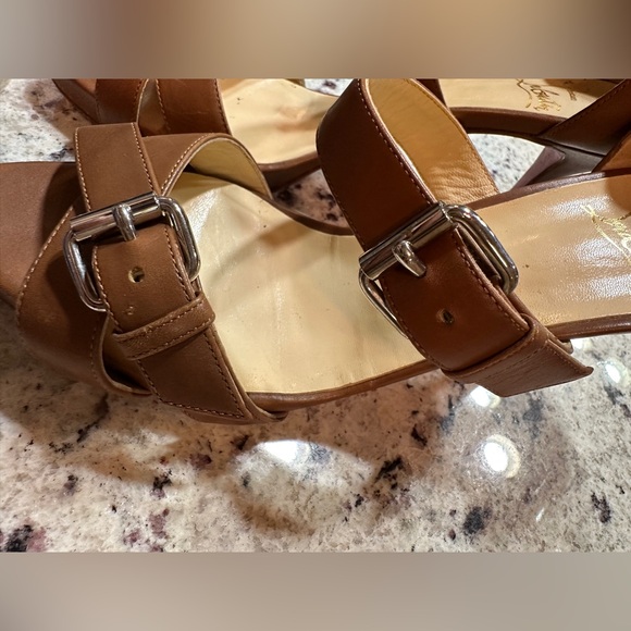 Authentic Christian Louboutin 38.5 brown/tan d’orsey sandal heel shoes - Picture 8 of 10
